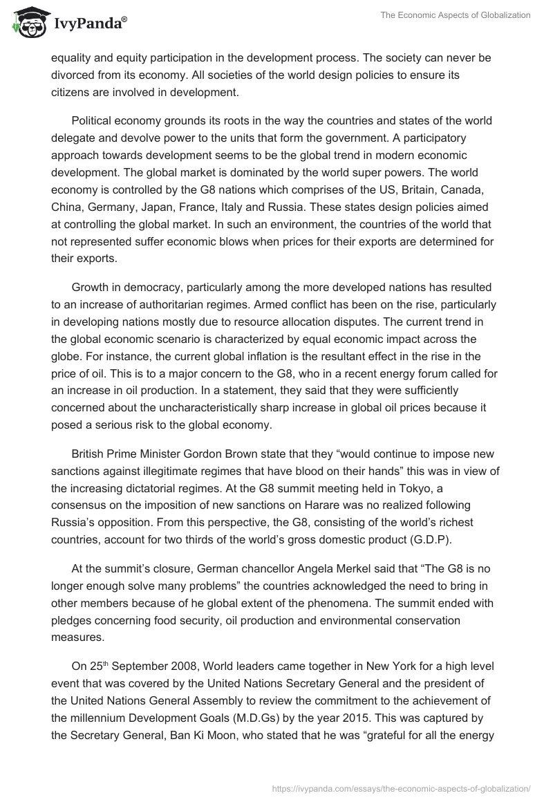 The Economic Aspects of Globalization. Page 2