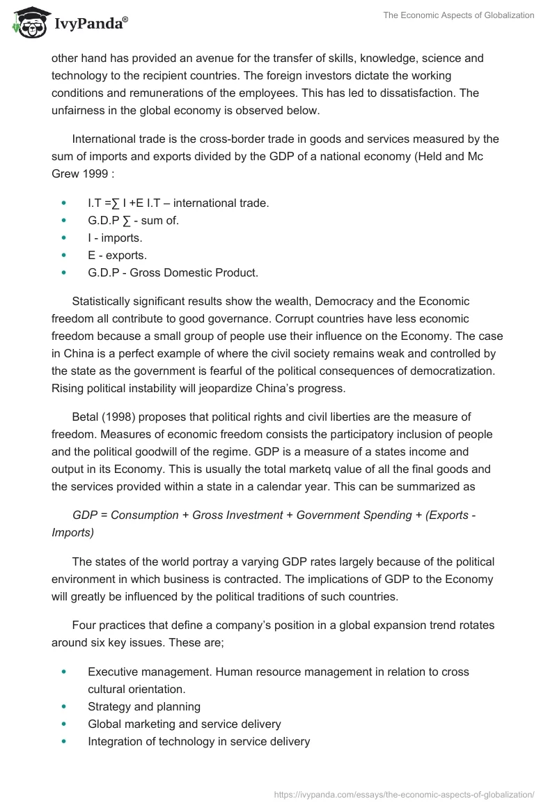 The Economic Aspects of Globalization. Page 4