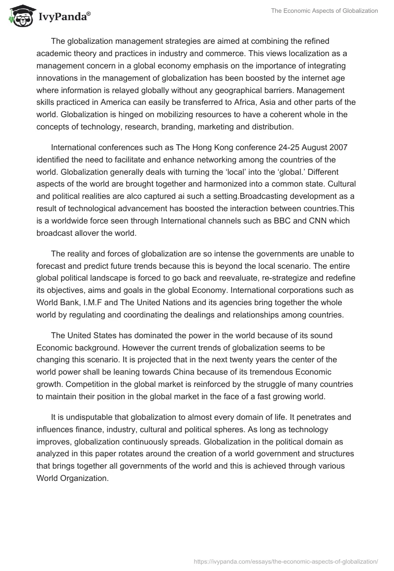 The Economic Aspects of Globalization. Page 5