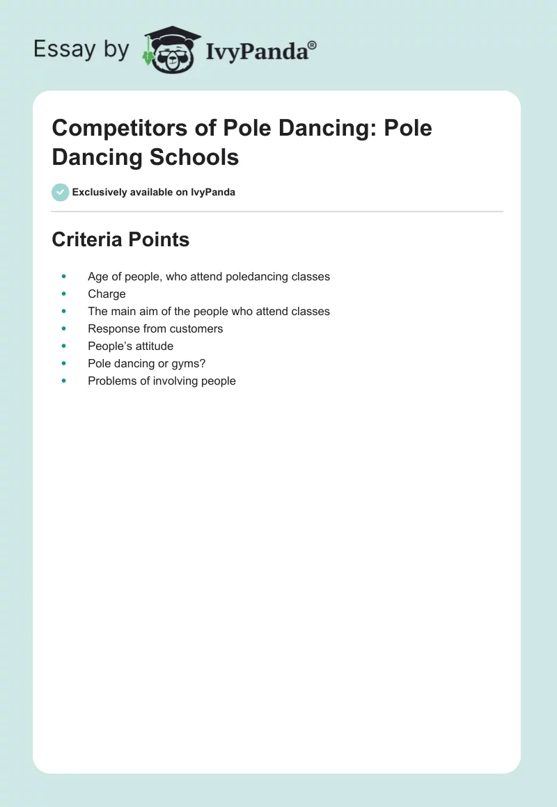 Competitors of Pole Dancing: Pole Dancing Schools. Page 1