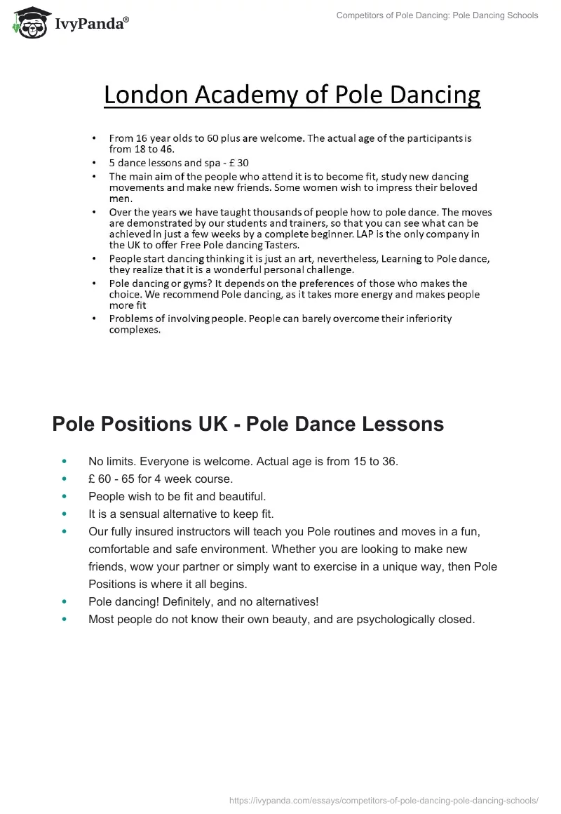 Competitors of Pole Dancing: Pole Dancing Schools. Page 3