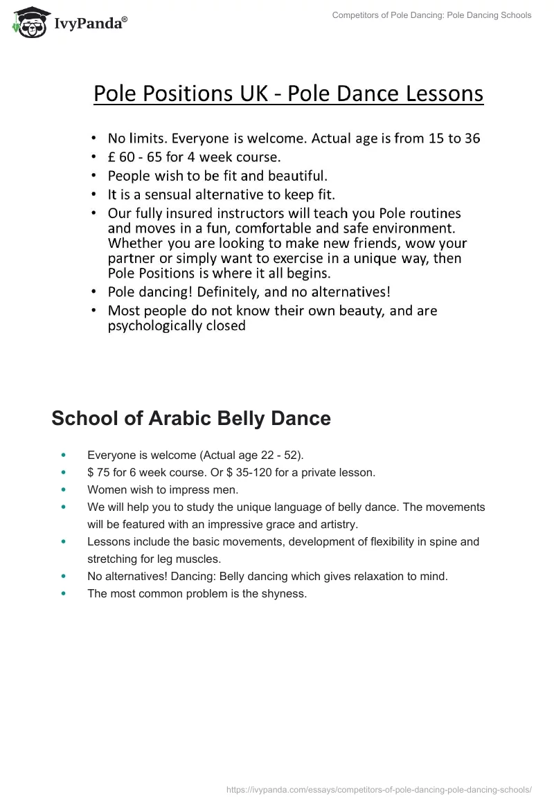 Competitors of Pole Dancing: Pole Dancing Schools. Page 4
