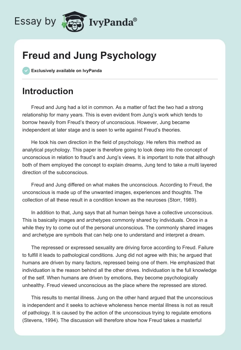 Freud and Jung Psychology. Page 1