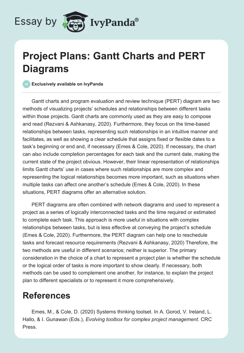 Project Plans: Gantt Charts and PERT Diagrams. Page 1