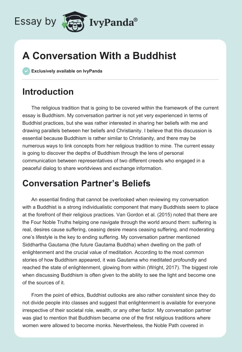 A Conversation With a Buddhist. Page 1