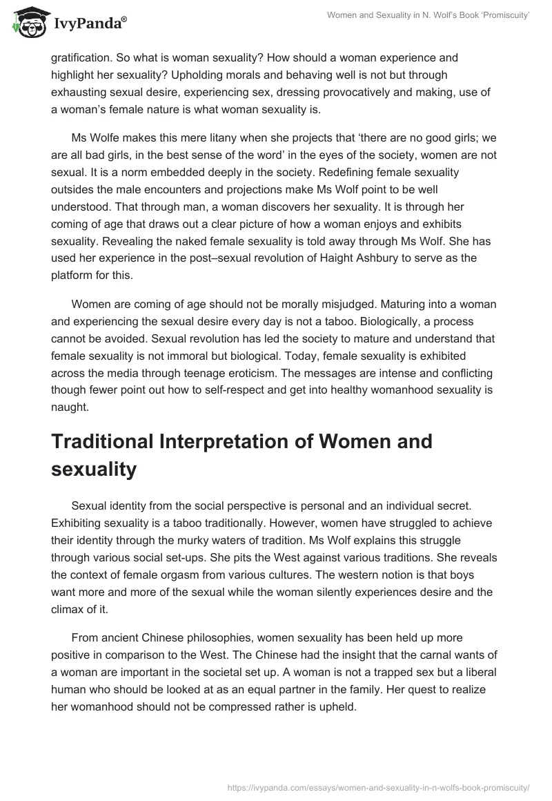 Women and Sexuality in N. Wolf’s Book ‘Promiscuity’. Page 2