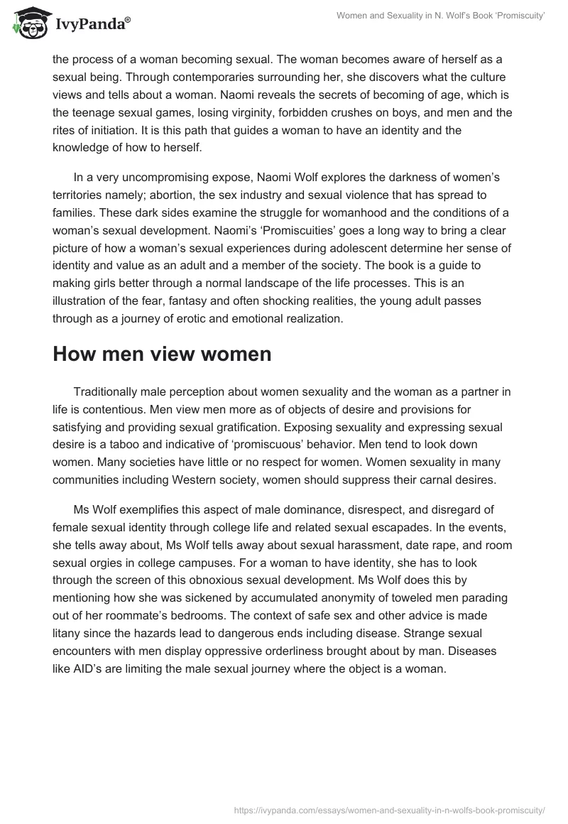 Women and Sexuality in N. Wolf’s Book ‘Promiscuity’. Page 4