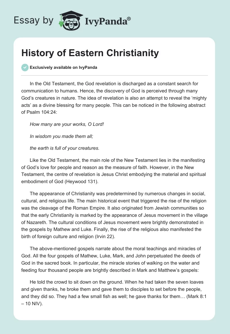 History of Eastern Christianity. Page 1