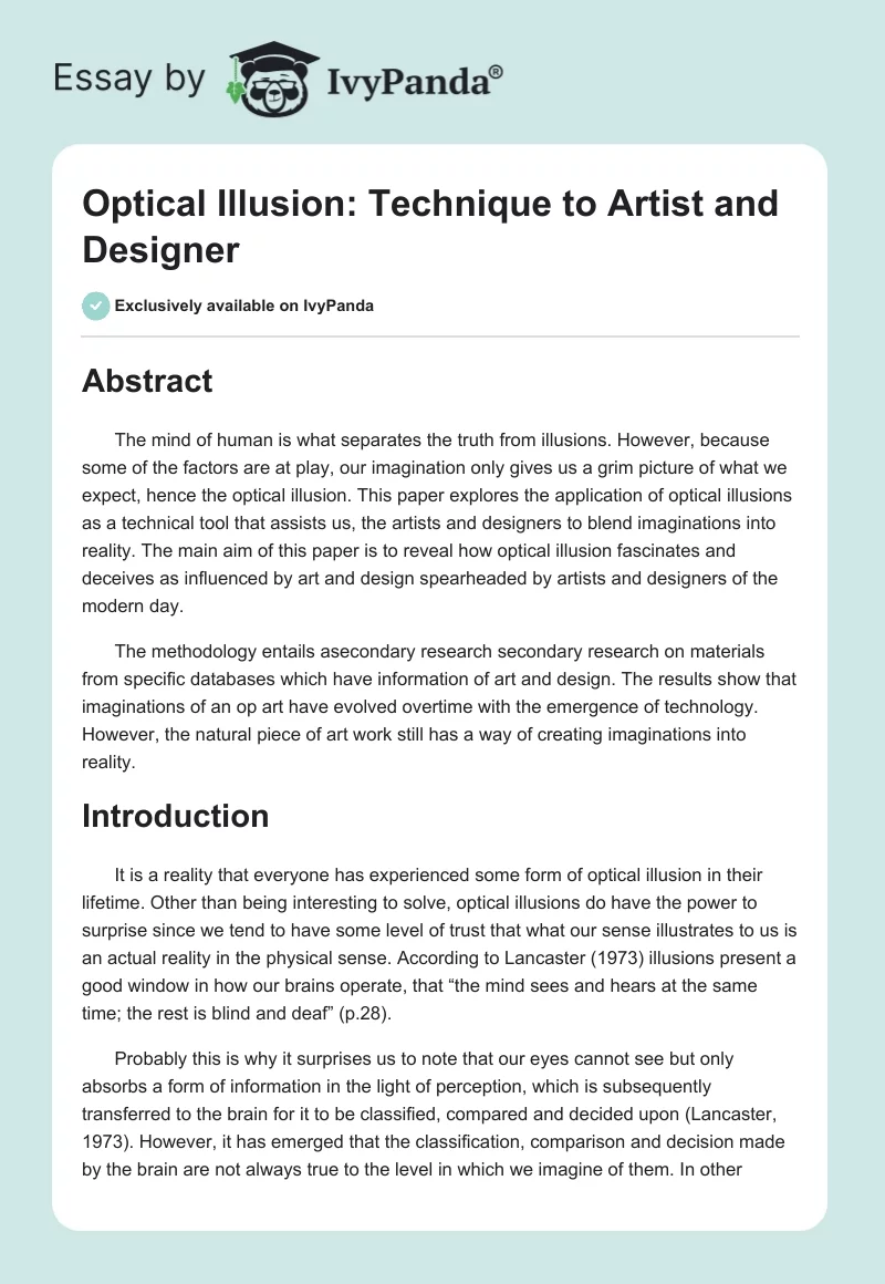 Optical Illusion: Technique to Artist and Designer. Page 1
