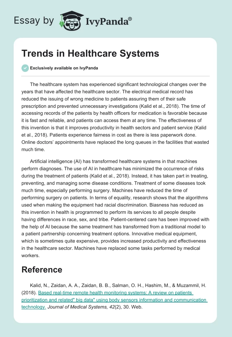 Trends in Healthcare Systems. Page 1
