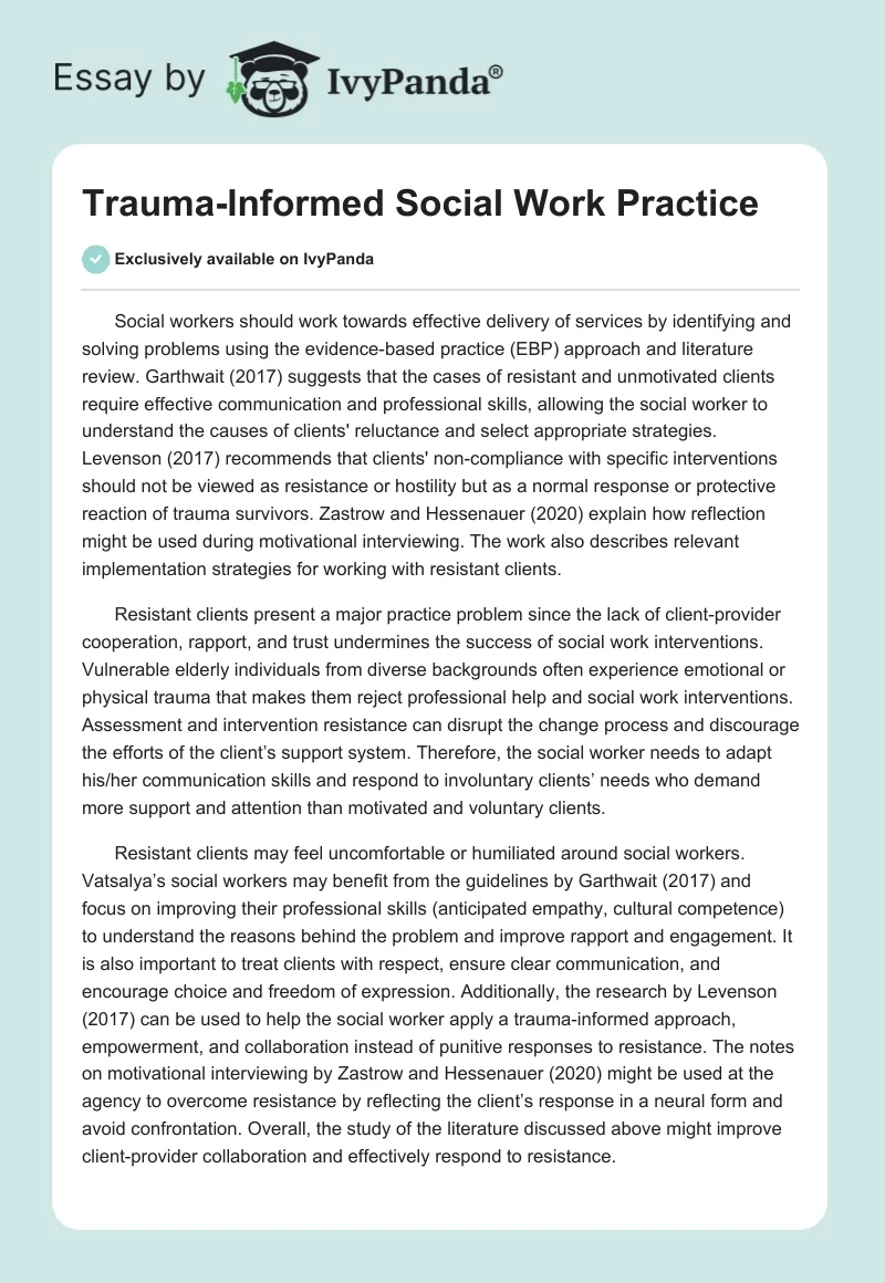 Trauma-Informed Social Work Practice. Page 1