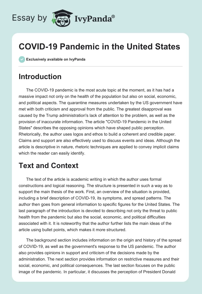 COVID-19 Pandemic in the United States. Page 1