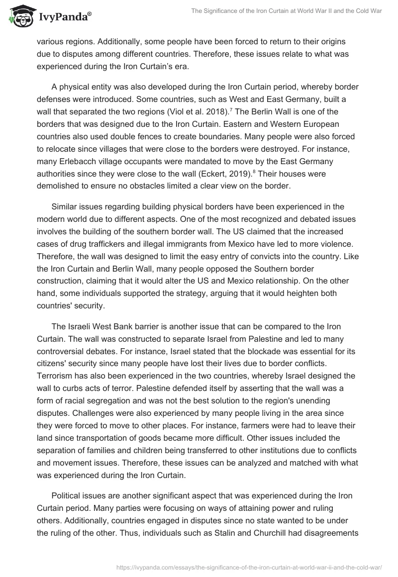 The Significance of the Iron Curtain at World War II and the Cold War. Page 3