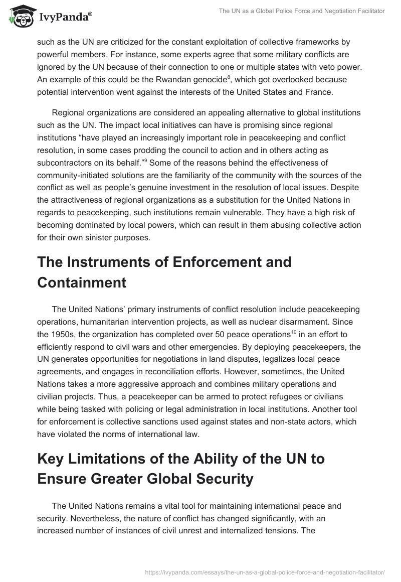The UN as a Global Police Force and Negotiation Facilitator. Page 3