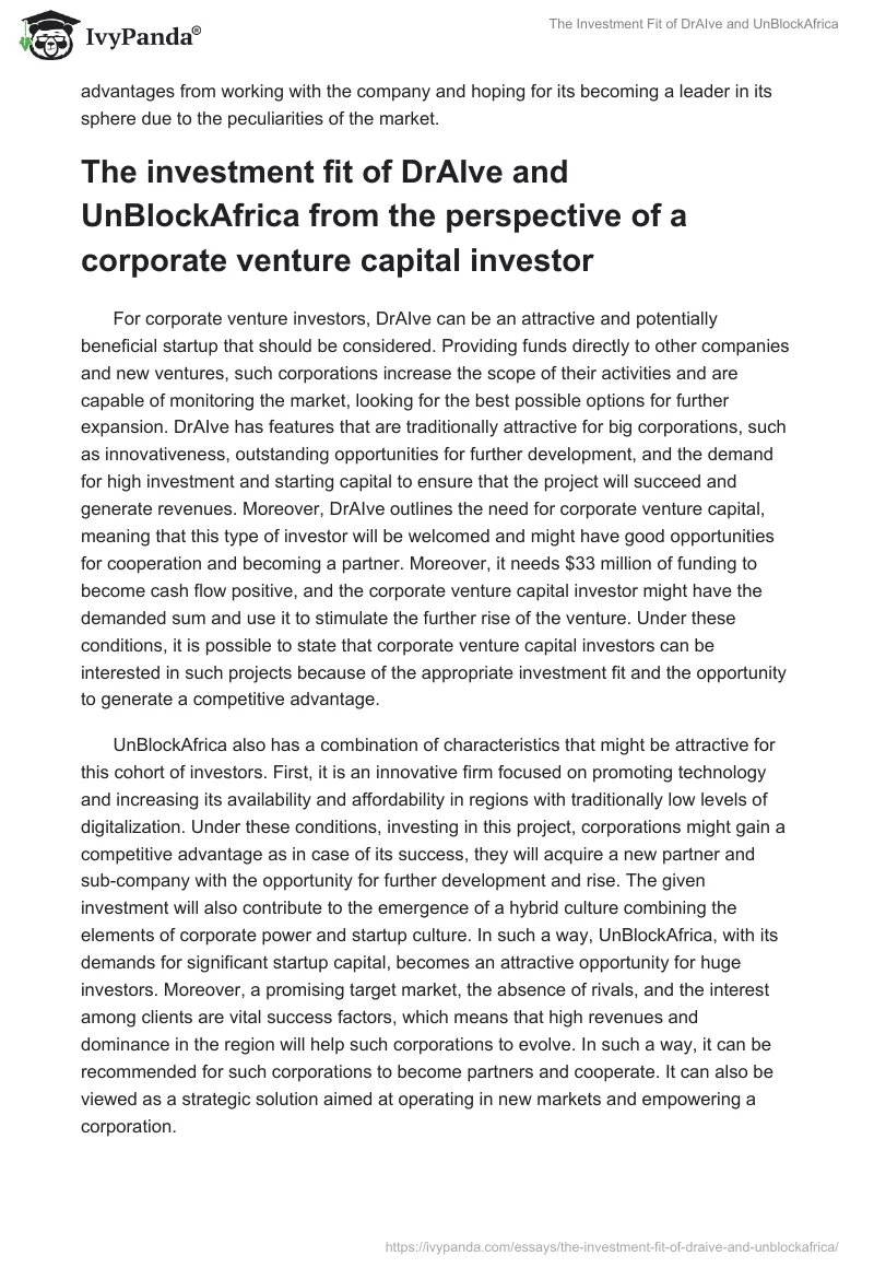 The Investment Fit of DrAIve and UnBlockAfrica. Page 3