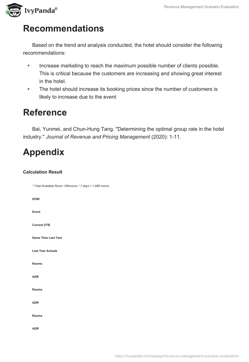 Revenue Management Scenario Evaluation. Page 2