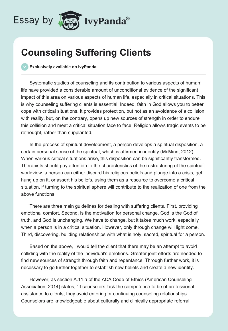 Counseling Suffering Clients. Page 1