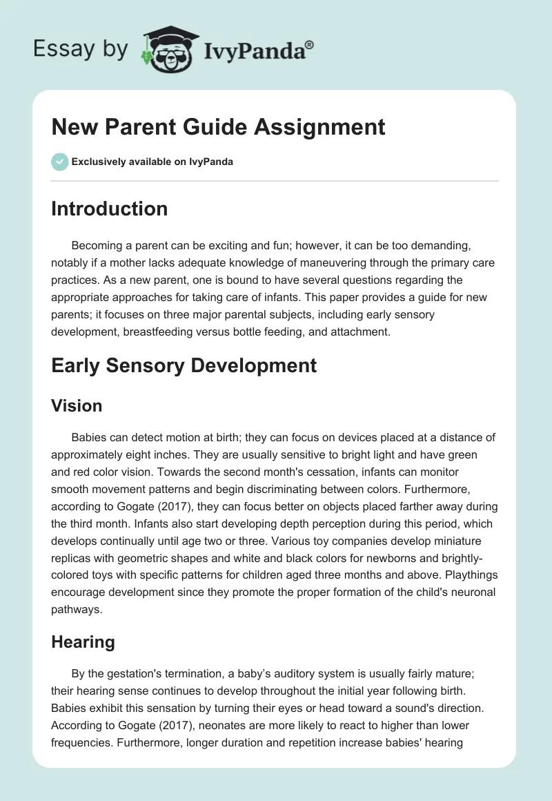 New Parent Guide Assignment. Page 1