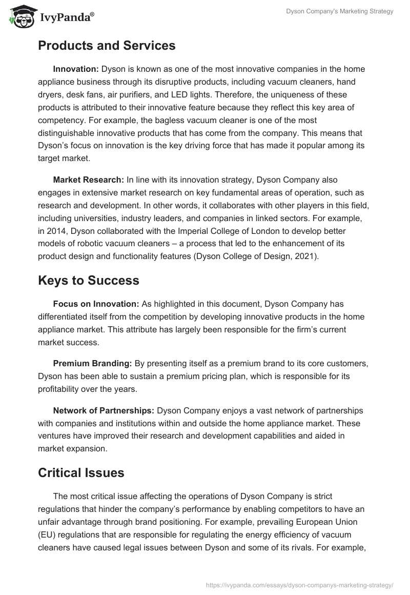 Dyson Company's Marketing Strategy. Page 5