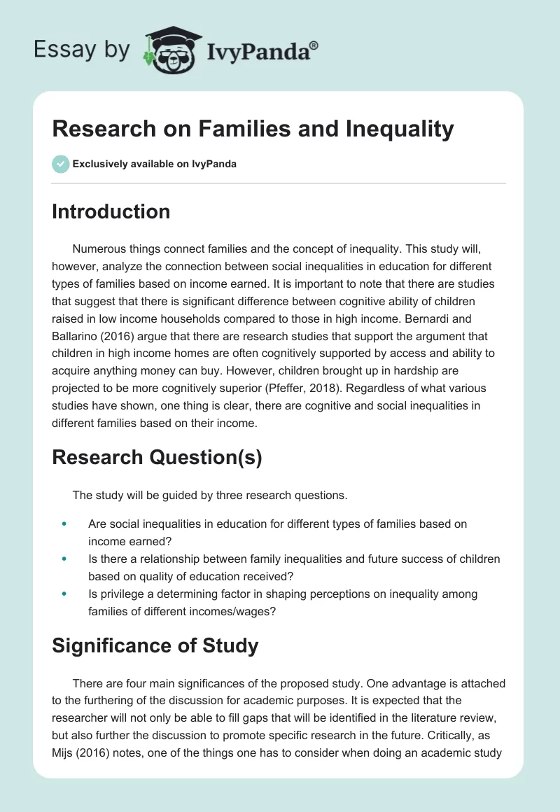 Research on Families and Inequality. Page 1