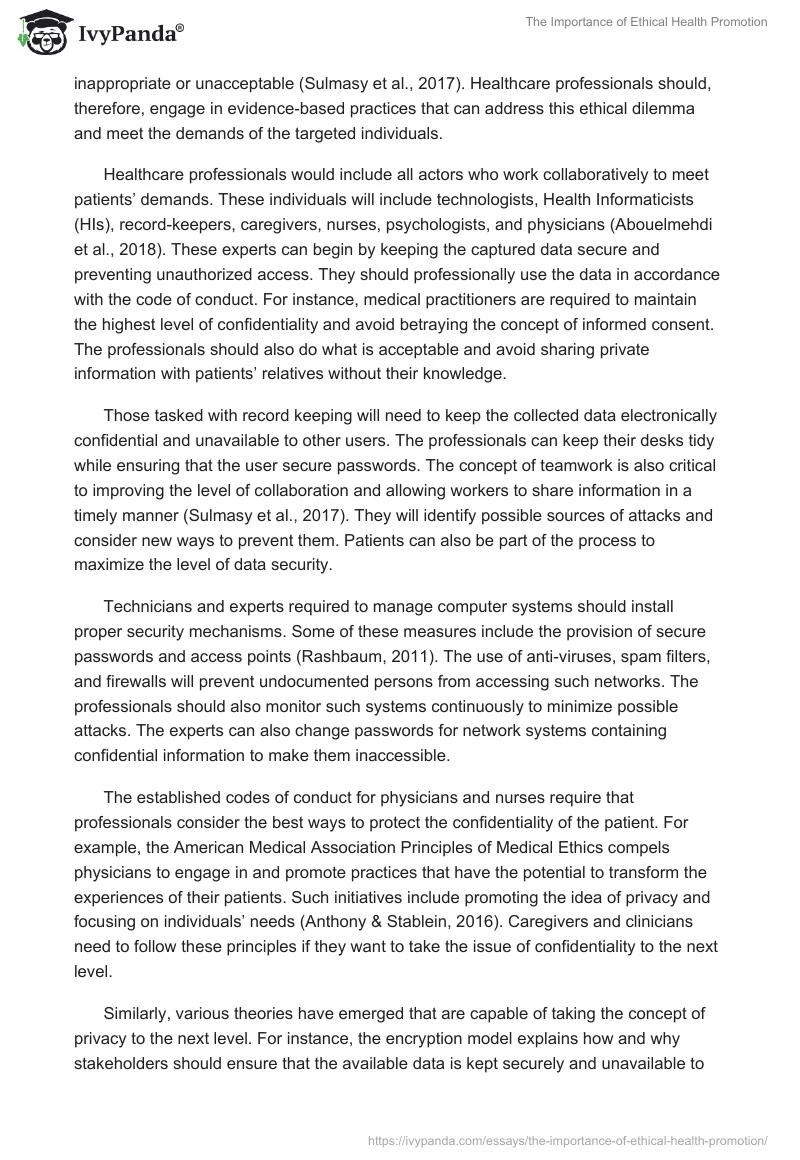 The Importance of Ethical Health Promotion. Page 2