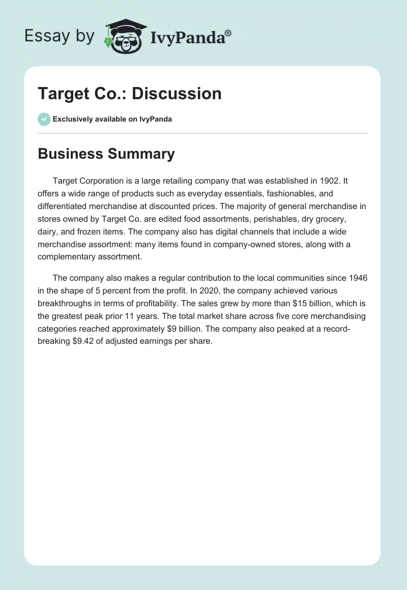 Target Co.: Discussion. Page 1