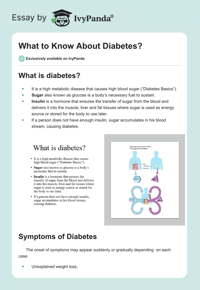 What to Know About Diabetes?. Page 1