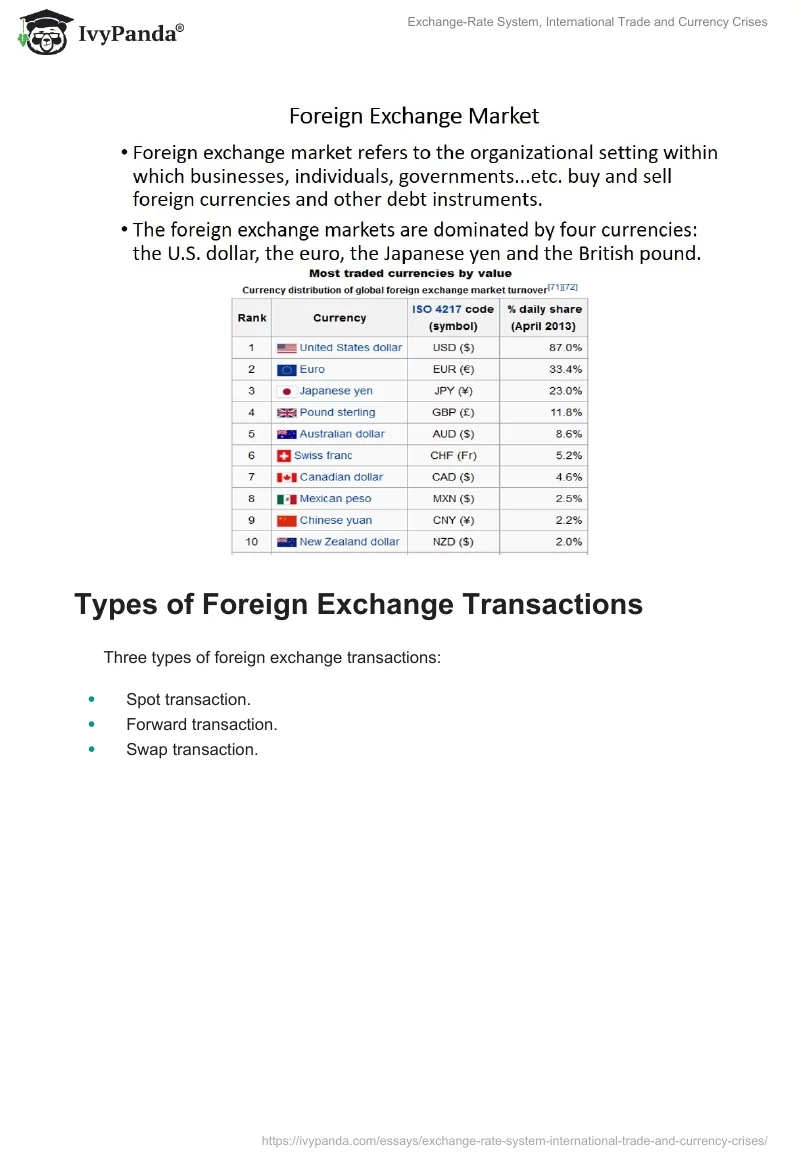 Exchange-Rate System, International Trade and Currency Crises. Page 2