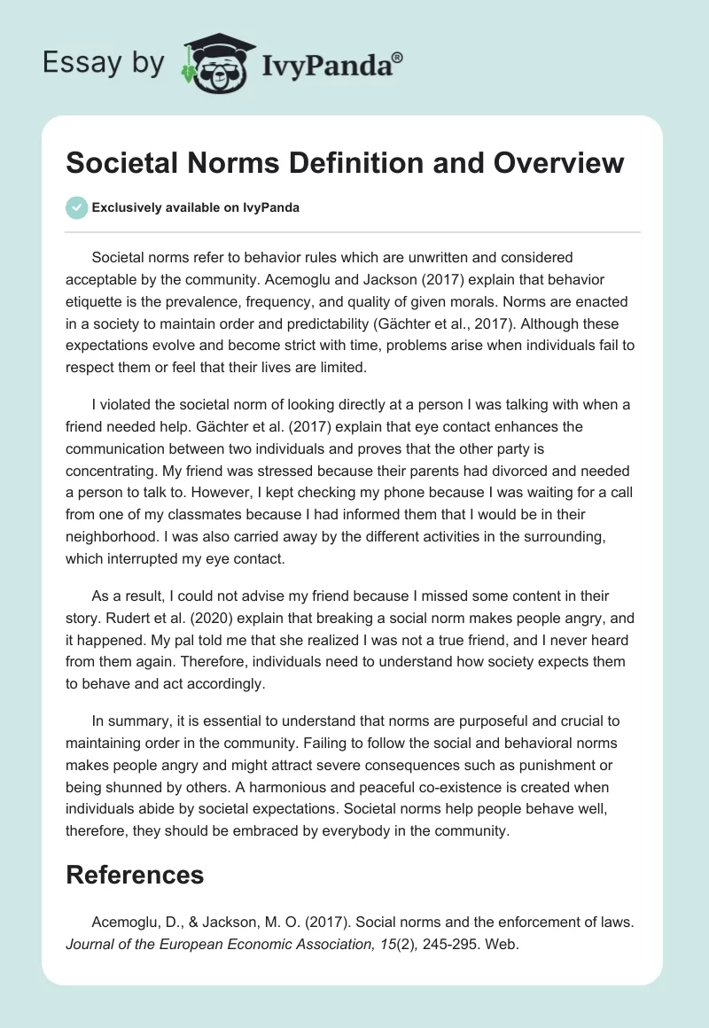 Societal Norms Definition and Overview. Page 1