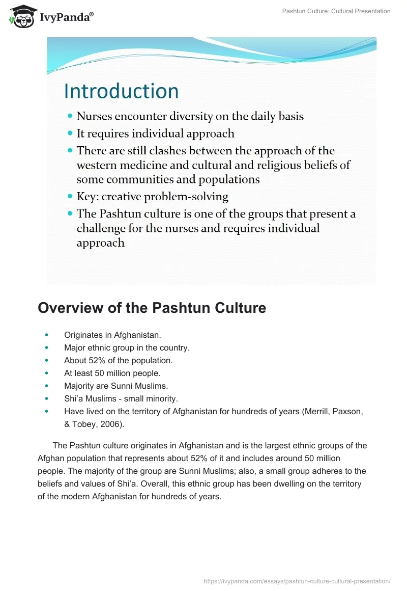 Pashtun Culture: Cultural Presentation. Page 2