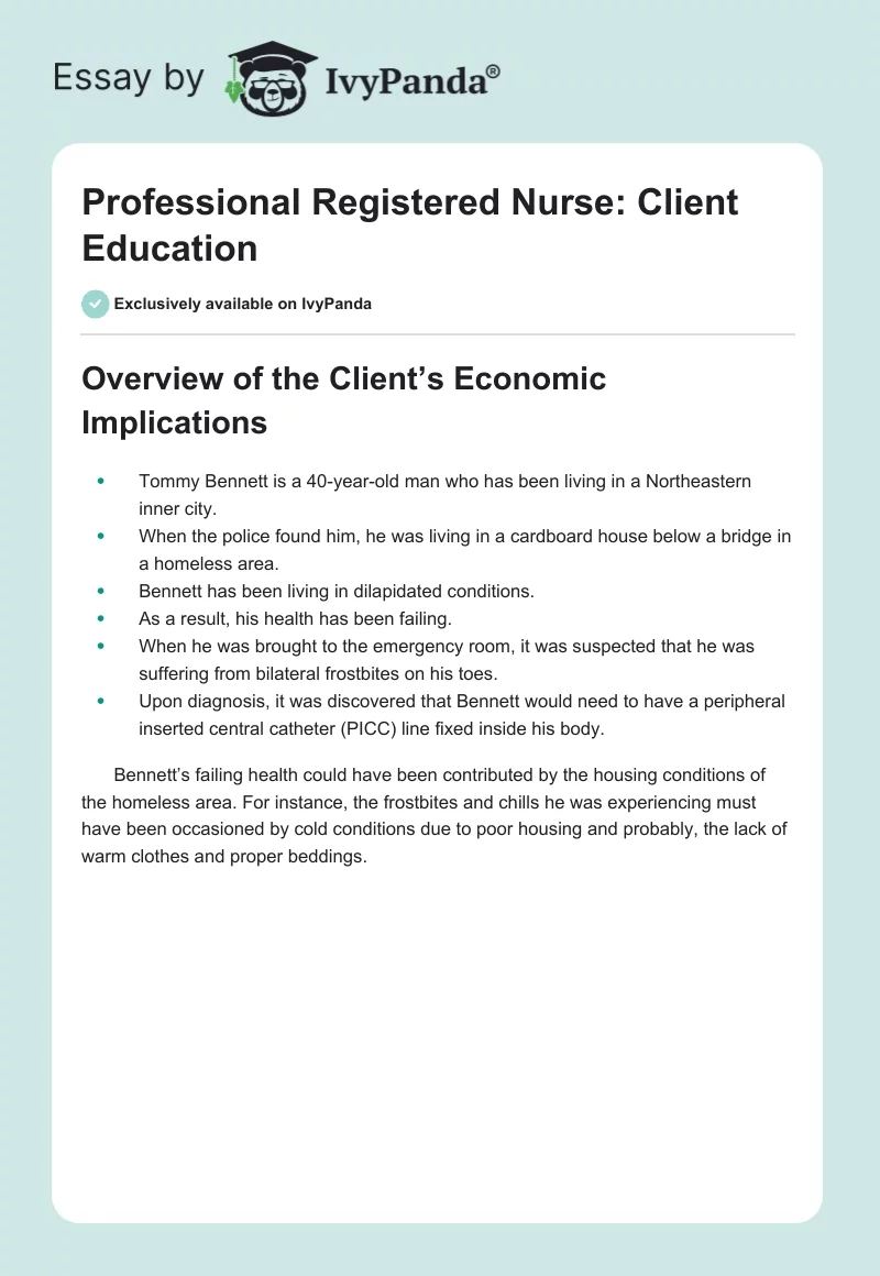 Professional Registered Nurse: Client Education. Page 1