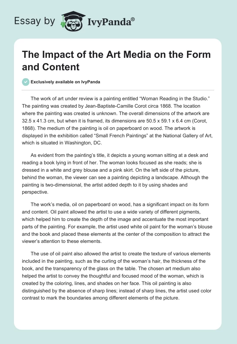 The Impact of the Art Media on the Form and Content. Page 1