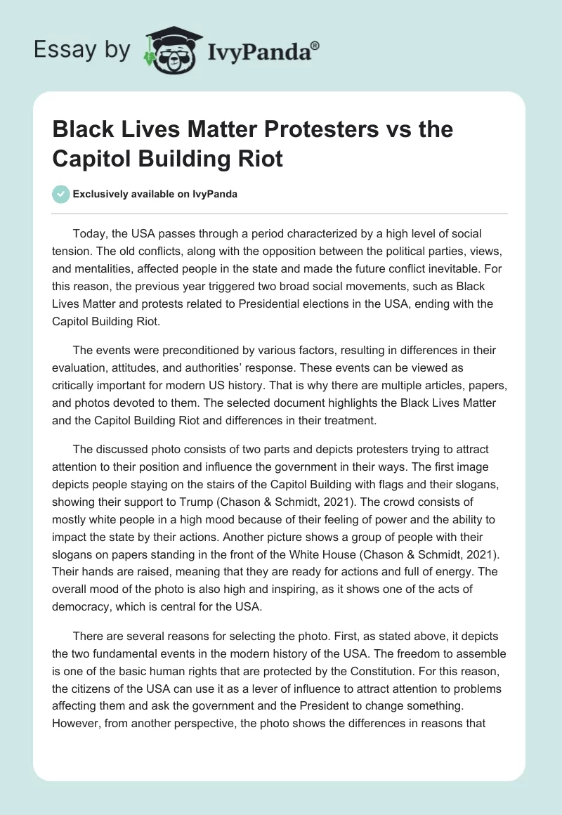 Black Lives Matter Protesters vs the Capitol Building Riot. Page 1