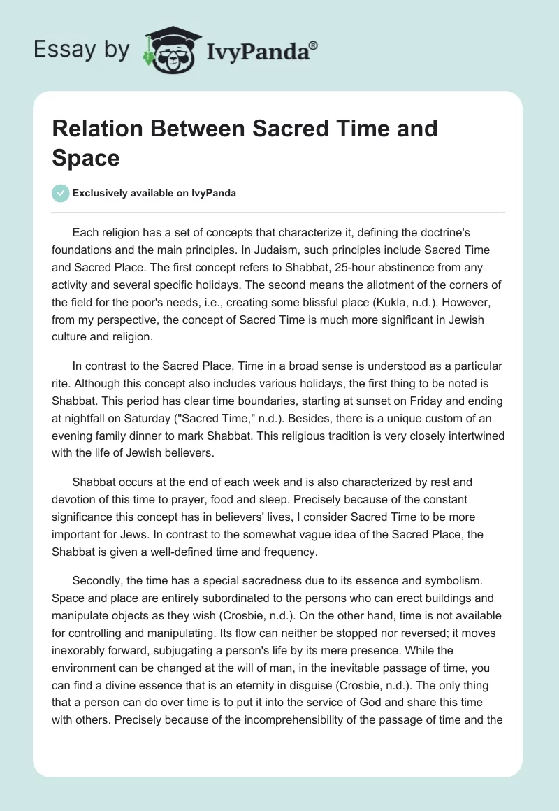Relation Between Sacred Time and Space. Page 1