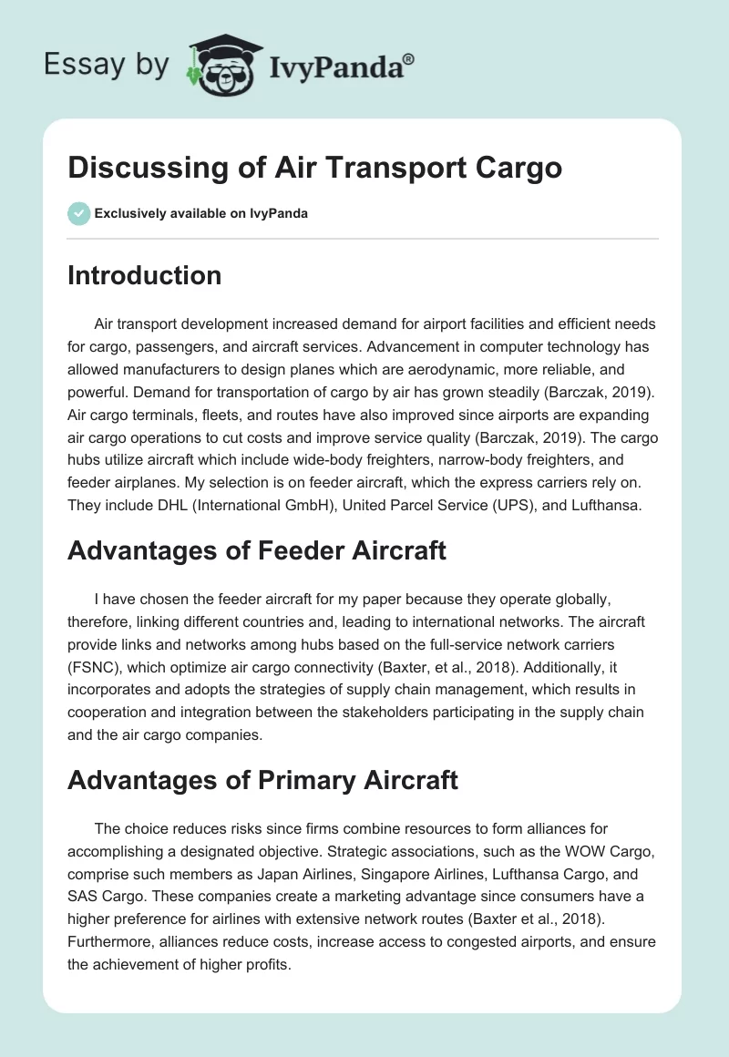 Discussing of Air Transport Cargo. Page 1