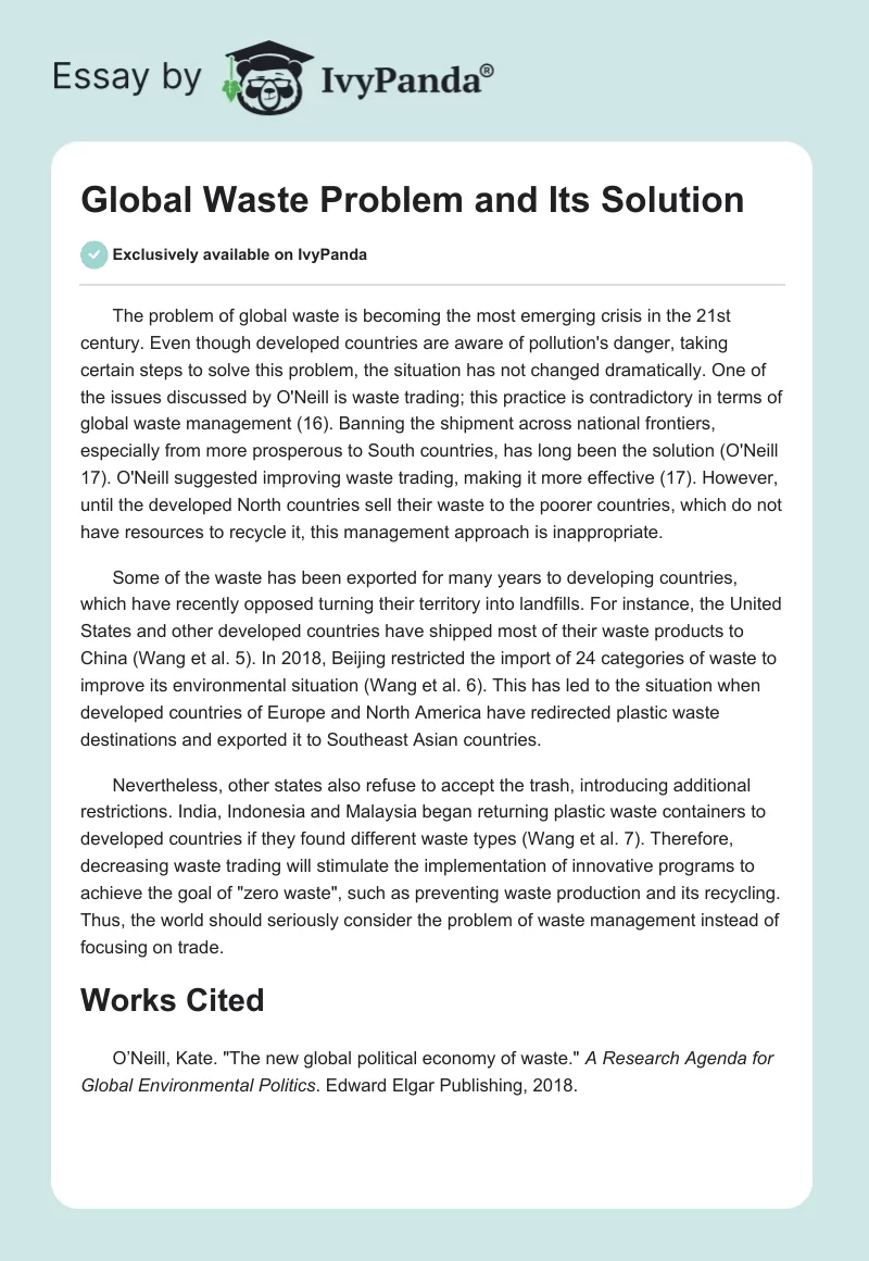 Global Waste Problem and Its Solution. Page 1
