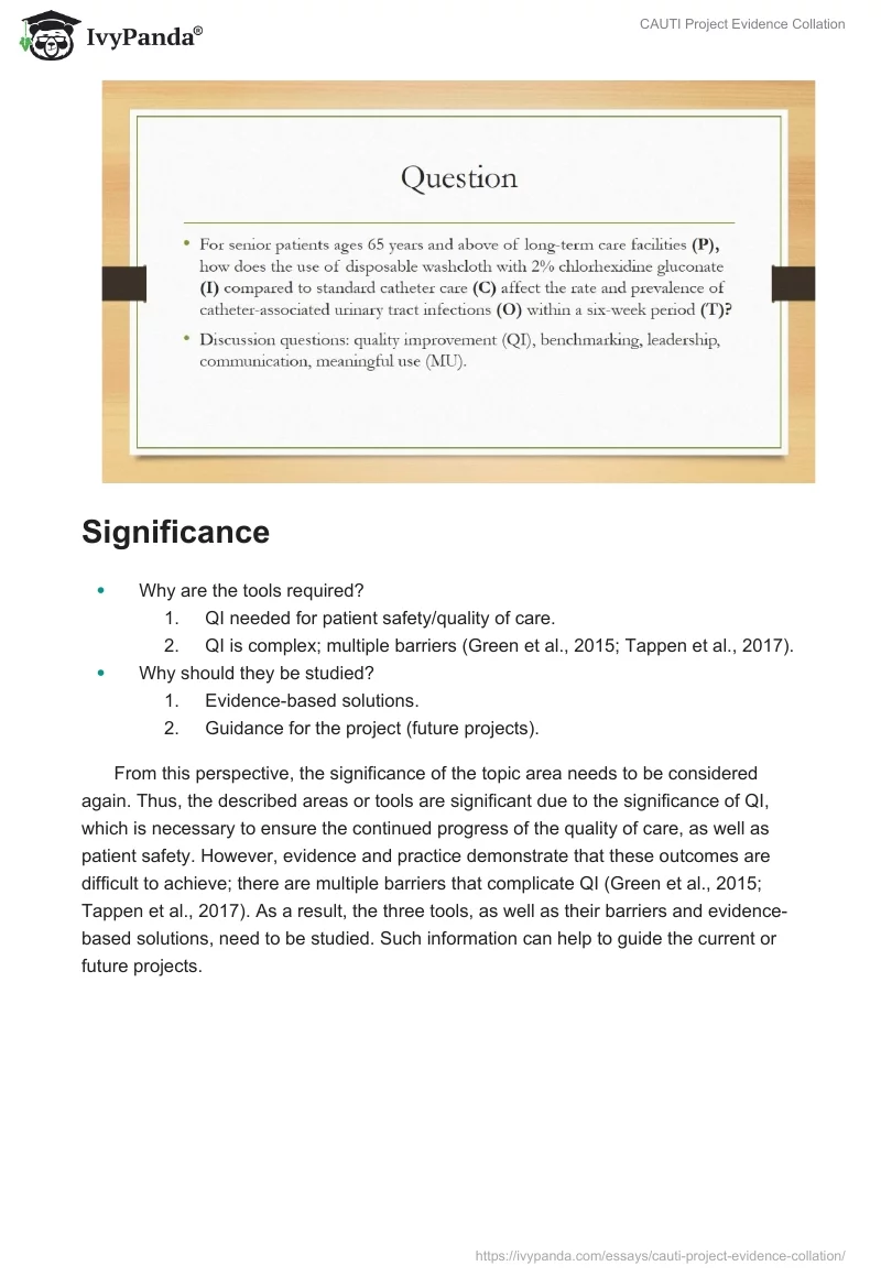 CAUTI Project Evidence Collation. Page 4