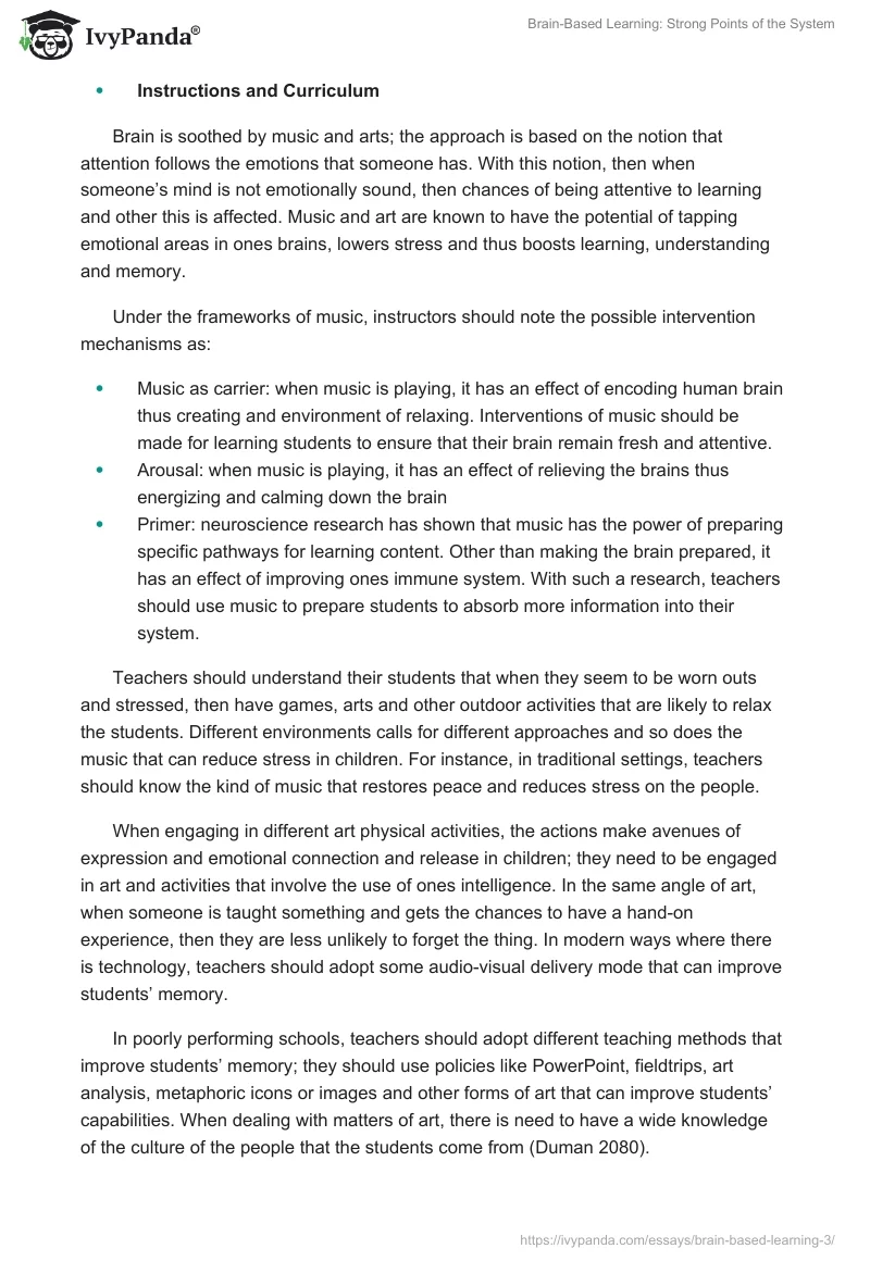Brain-Based Learning: Strong Points of the System. Page 2
