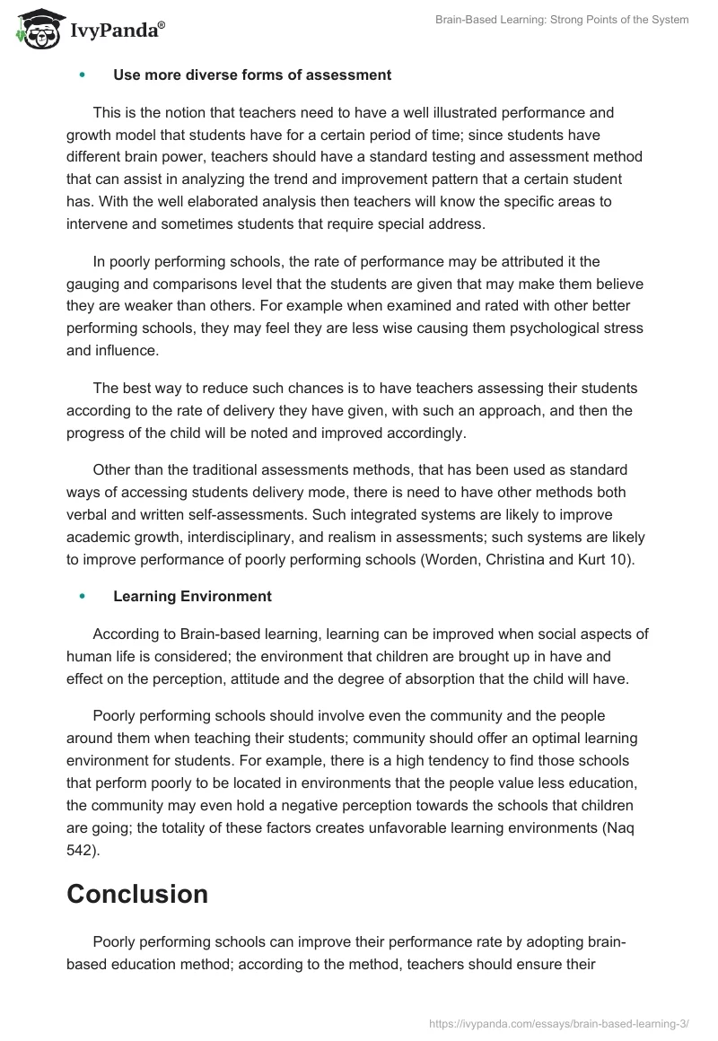 Brain-Based Learning: Strong Points of the System. Page 3