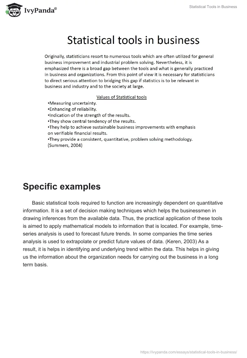 Statistical Tools in Business. Page 2
