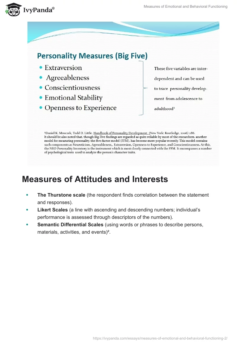 Measures of Emotional and Behavioral Functioning. Page 2