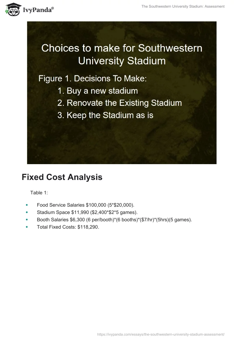The Southwestern University Stadium: Assessment. Page 3