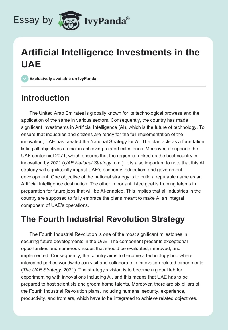 Artificial Intelligence Investments in the UAE. Page 1