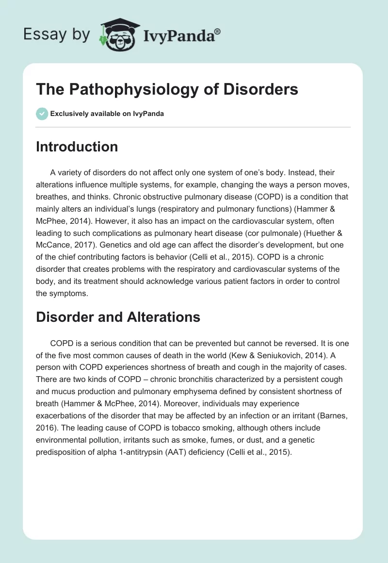 The Pathophysiology of Disorders. Page 1