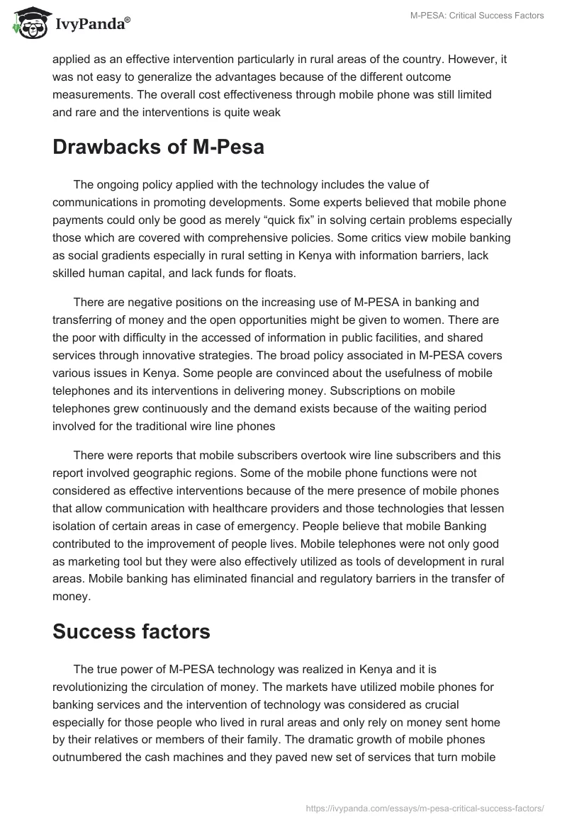 M-PESA: Critical Success Factors. Page 2