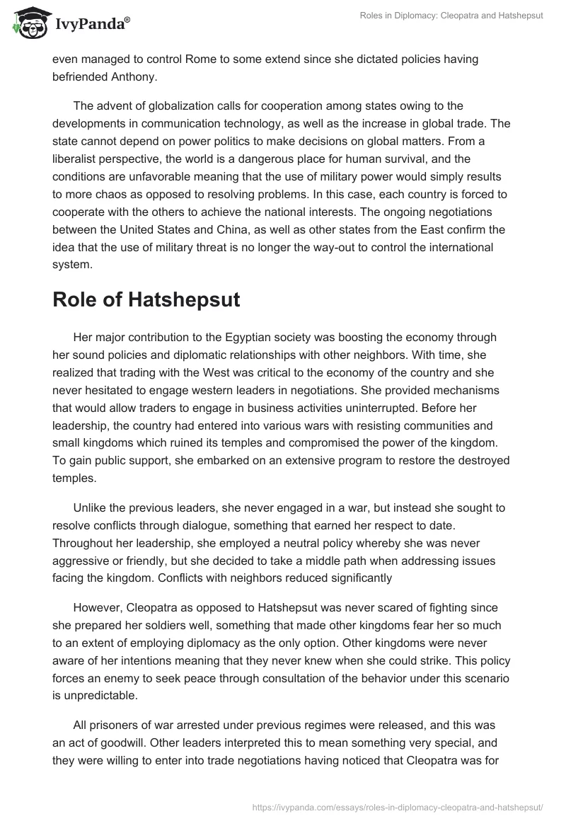 Roles in Diplomacy: Cleopatra and Hatshepsut. Page 3