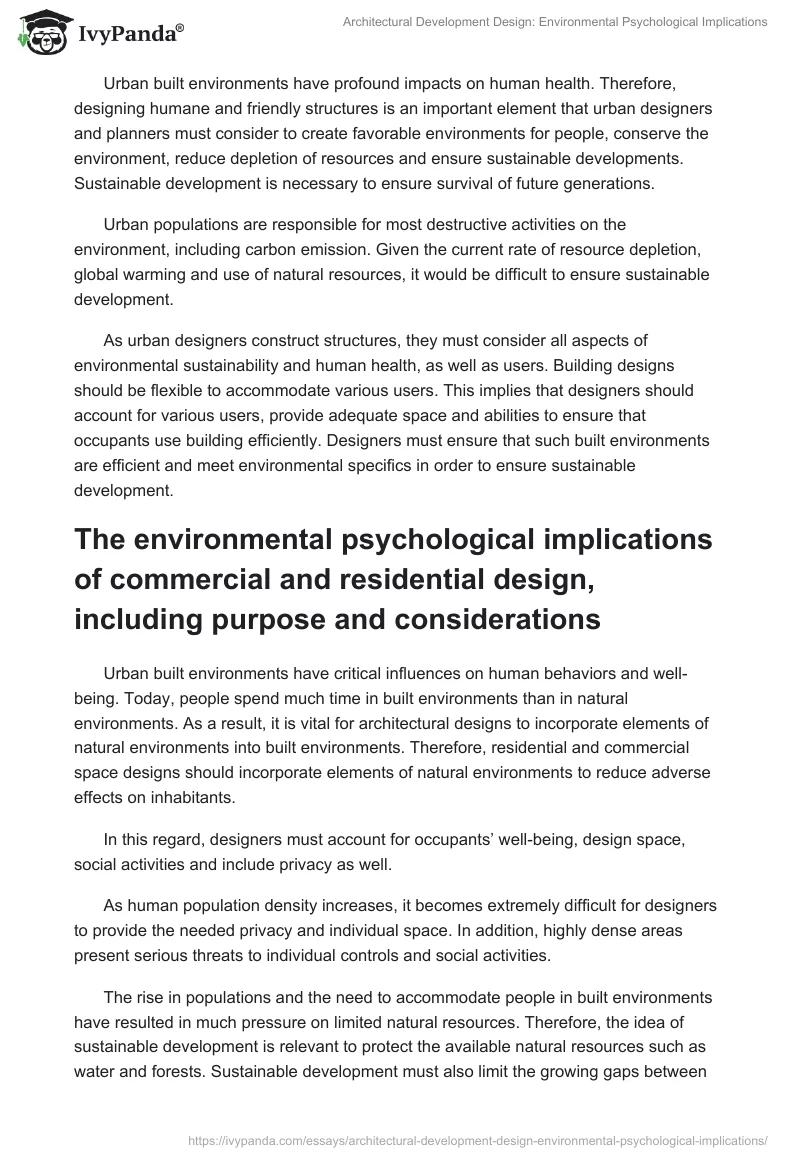 Architectural Development Design: Environmental Psychological Implications. Page 2