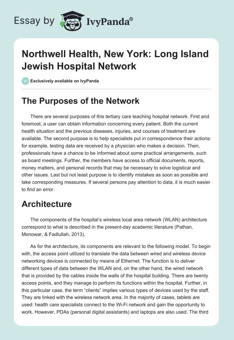 Northwell Health, New York: Long Island Jewish Hospital Network. Page 1