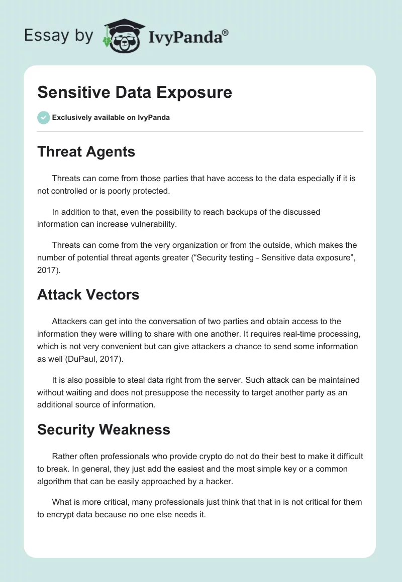Sensitive Data Exposure. Page 1