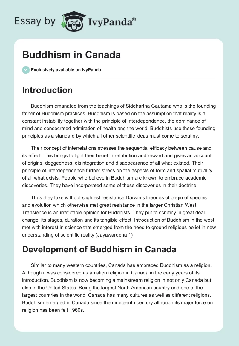 Buddhism in Canada. Page 1
